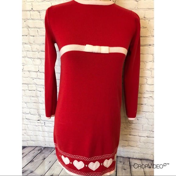 DONATE 1/28 ‼️Heartstrings red sweater dress,14/16 - Picture 2 of 7